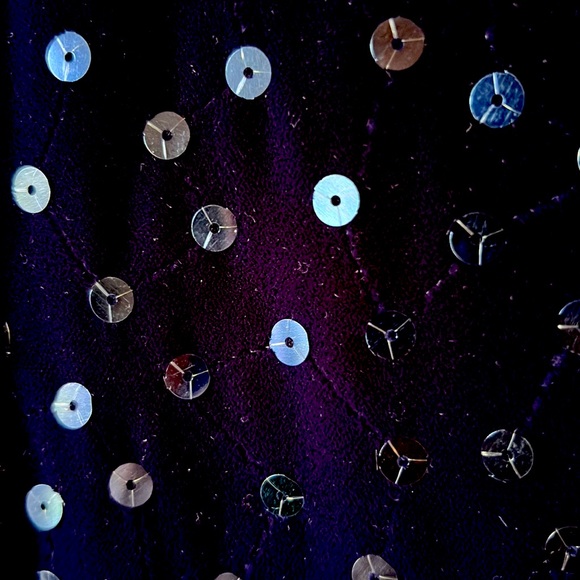 Velvet party dress with cap sleeves, sequins and decorative rose at waist. - Picture 8 of 12